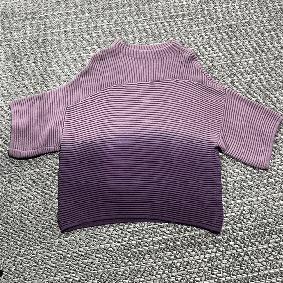 Chico’s | Ombré Purple Ribbed Quarter Sleeve Sweater - Picture 2 of 11